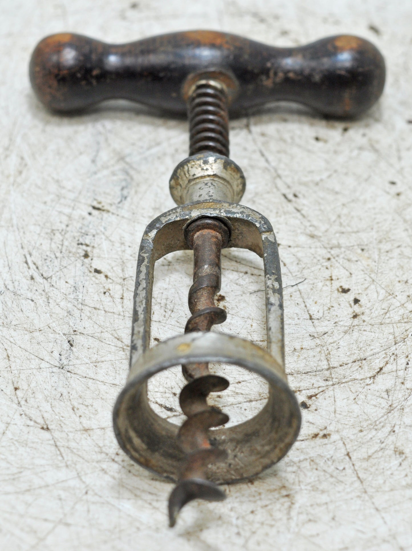 Antique Iron Cork Screw Bottle Opener Original Old Hand Crafted