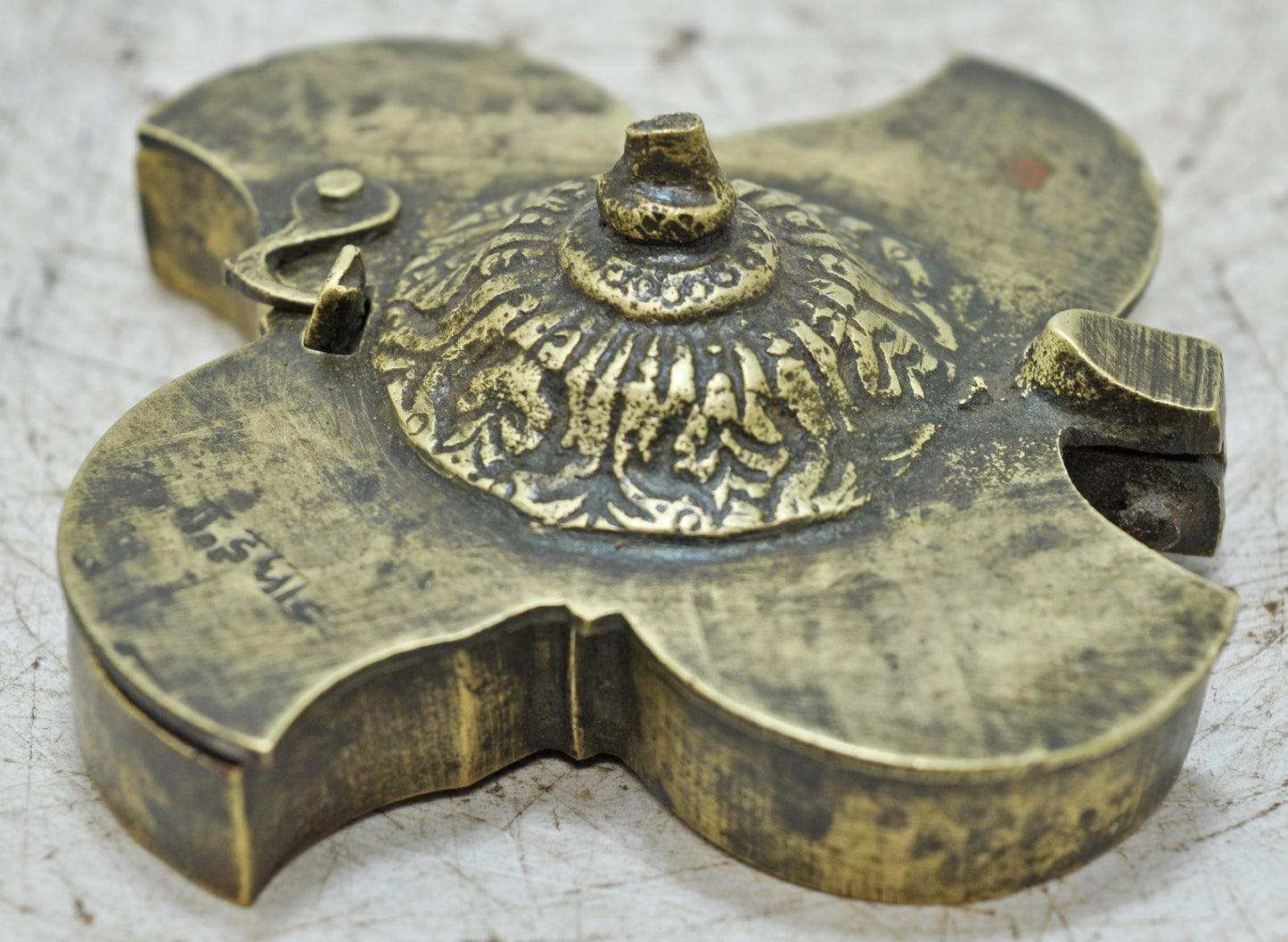 Antique Brass Small Kum Kum Powder Tika Box Original Old Hand Crafted Engraved