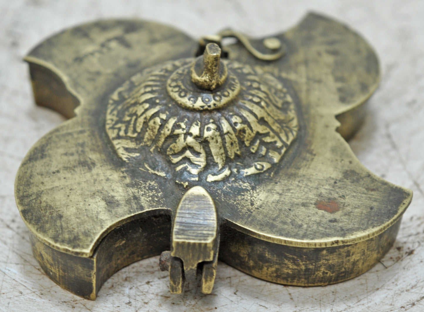 Antique Brass Small Kum Kum Powder Tika Box Original Old Hand Crafted Engraved