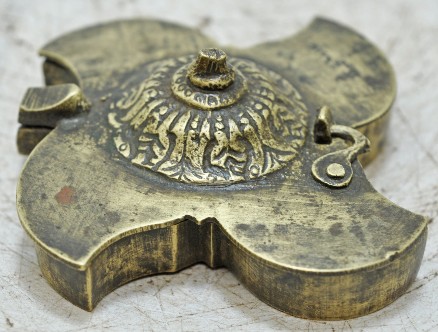 Antique Brass Small Kum Kum Powder Tika Box Original Old Hand Crafted Engraved