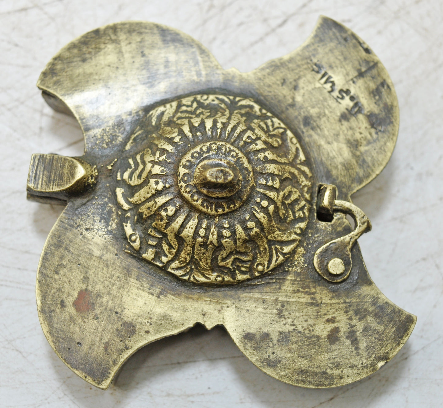 Antique Brass Small Kum Kum Powder Tika Box Original Old Hand Crafted Engraved