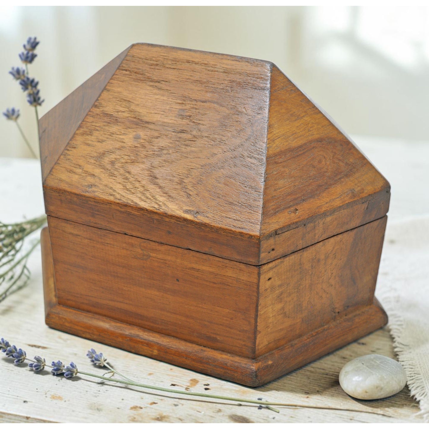 Vintage Wooden Dome Shaped Small Storage Box Original Old Hand Crafted