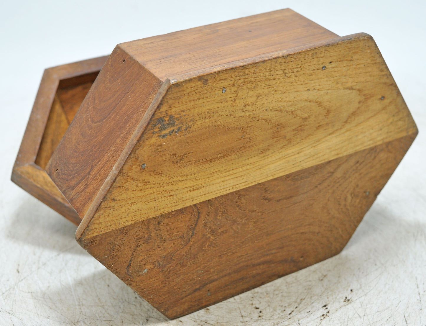 Vintage Wooden Dome Shaped Small Storage Box Original Old Hand Crafted