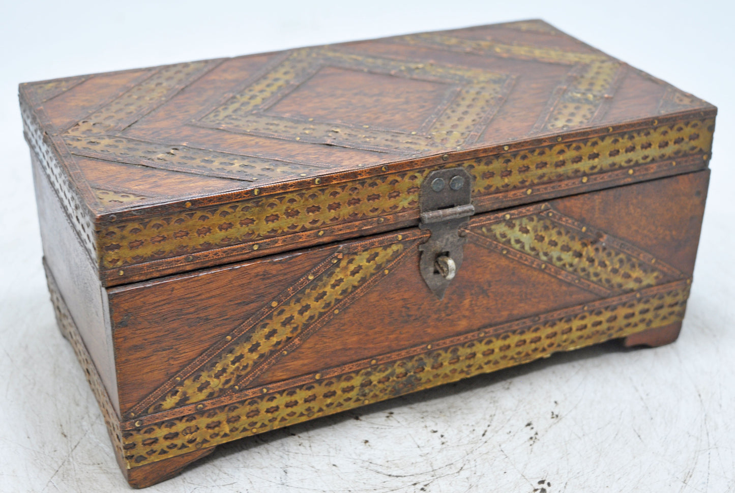 Vintage Wooden Storage Chest Box Original Old Hand Crafted Brass Fitted