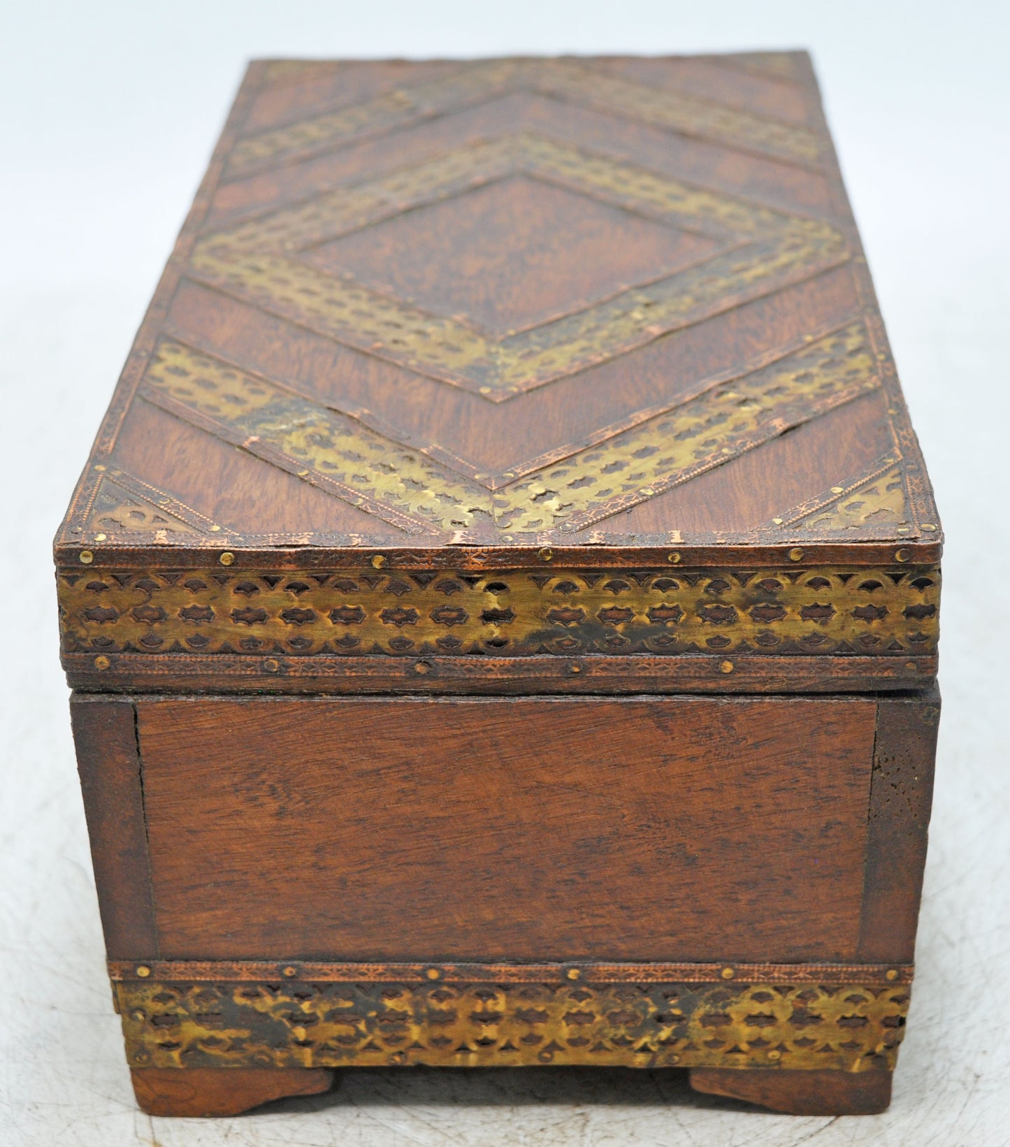 Vintage Wooden Storage Chest Box Original Old Hand Crafted Brass Fitted
