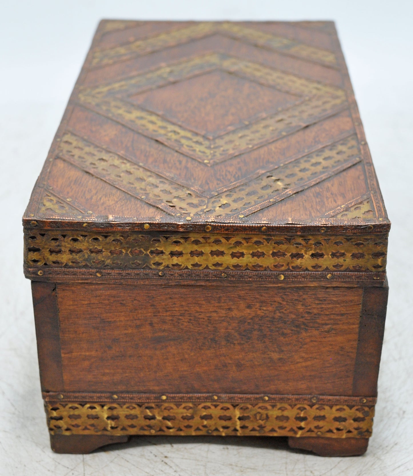 Vintage Wooden Storage Chest Box Original Old Hand Crafted Brass Fitted