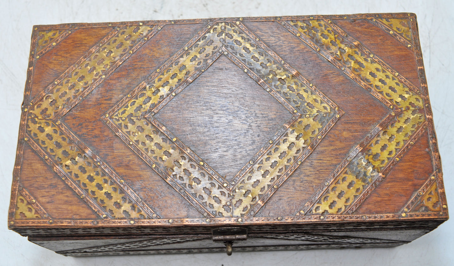 Vintage Wooden Storage Chest Box Original Old Hand Crafted Brass Fitted