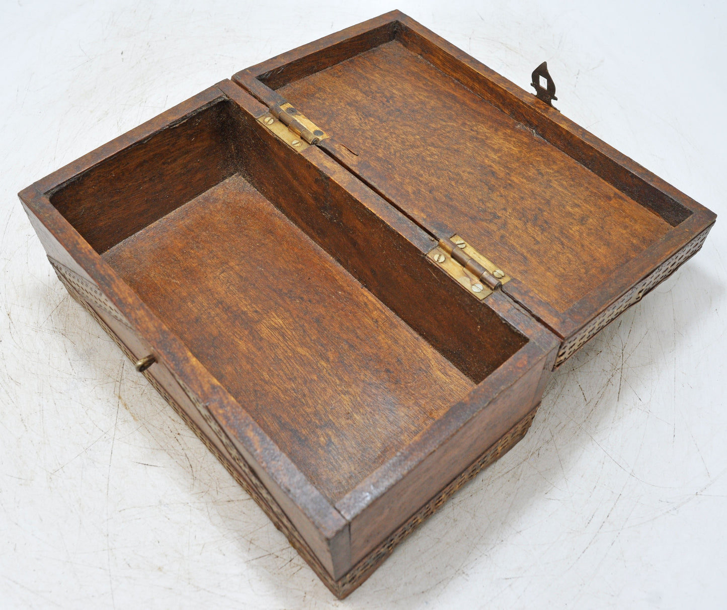 Vintage Wooden Storage Chest Box Original Old Hand Crafted Brass Fitted