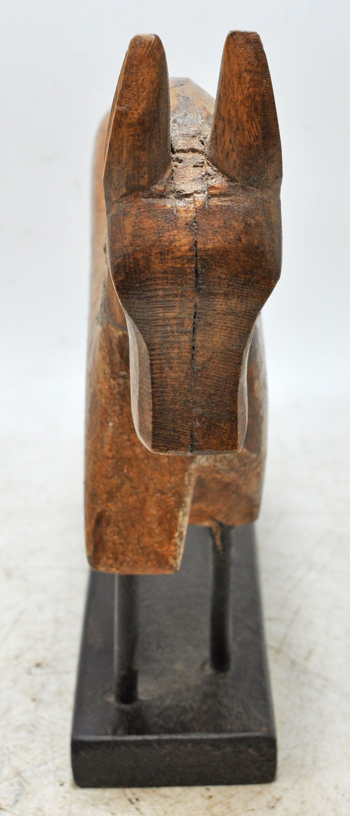 Vintage Wooden Horse Figurine on Stand Original Old Hand Carved