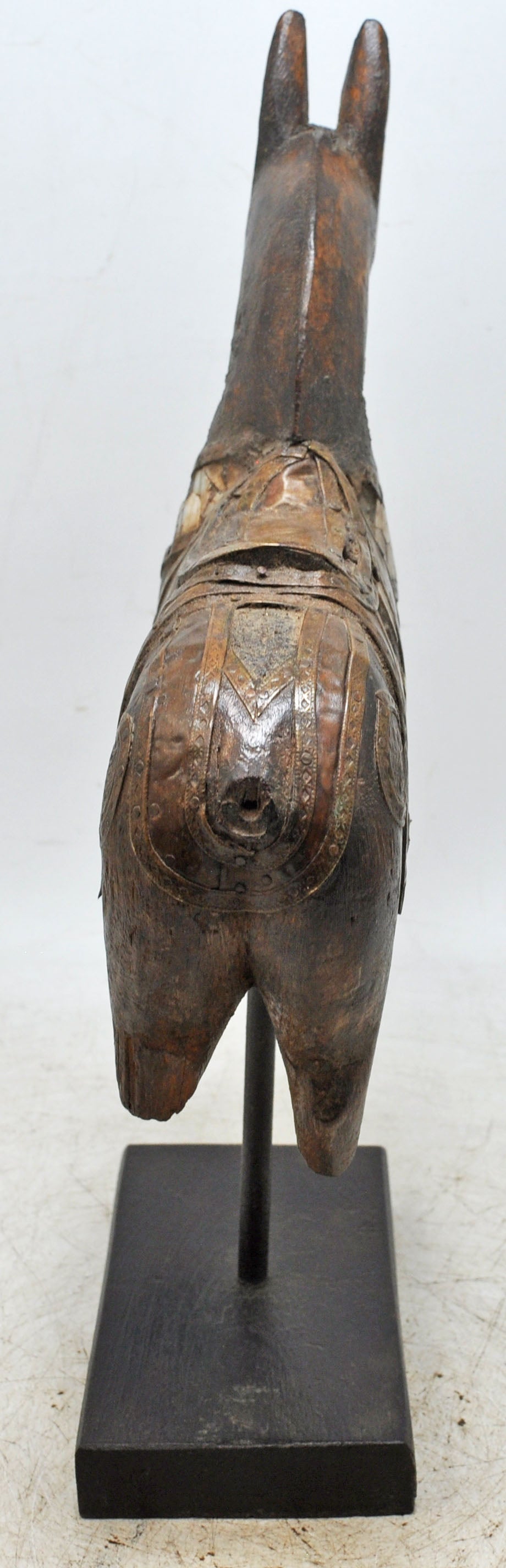 Vintage Wooden Horse Figurine on Stand Original Old Hand Carved