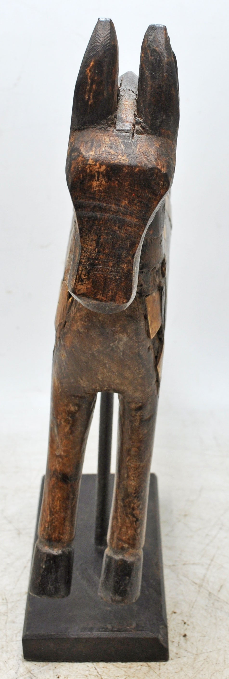Vintage Wooden Horse Figurine on Stand Original Old Hand Carved