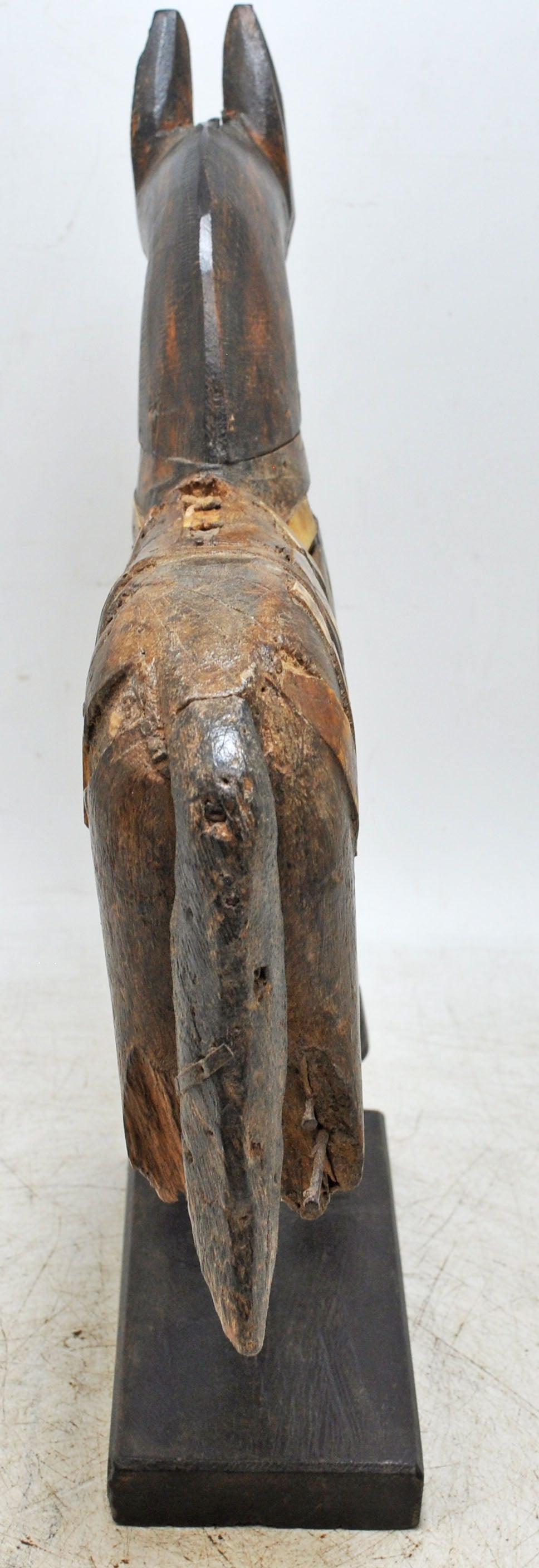 Vintage Wooden Horse Figurine on Stand Original Old Hand Carved