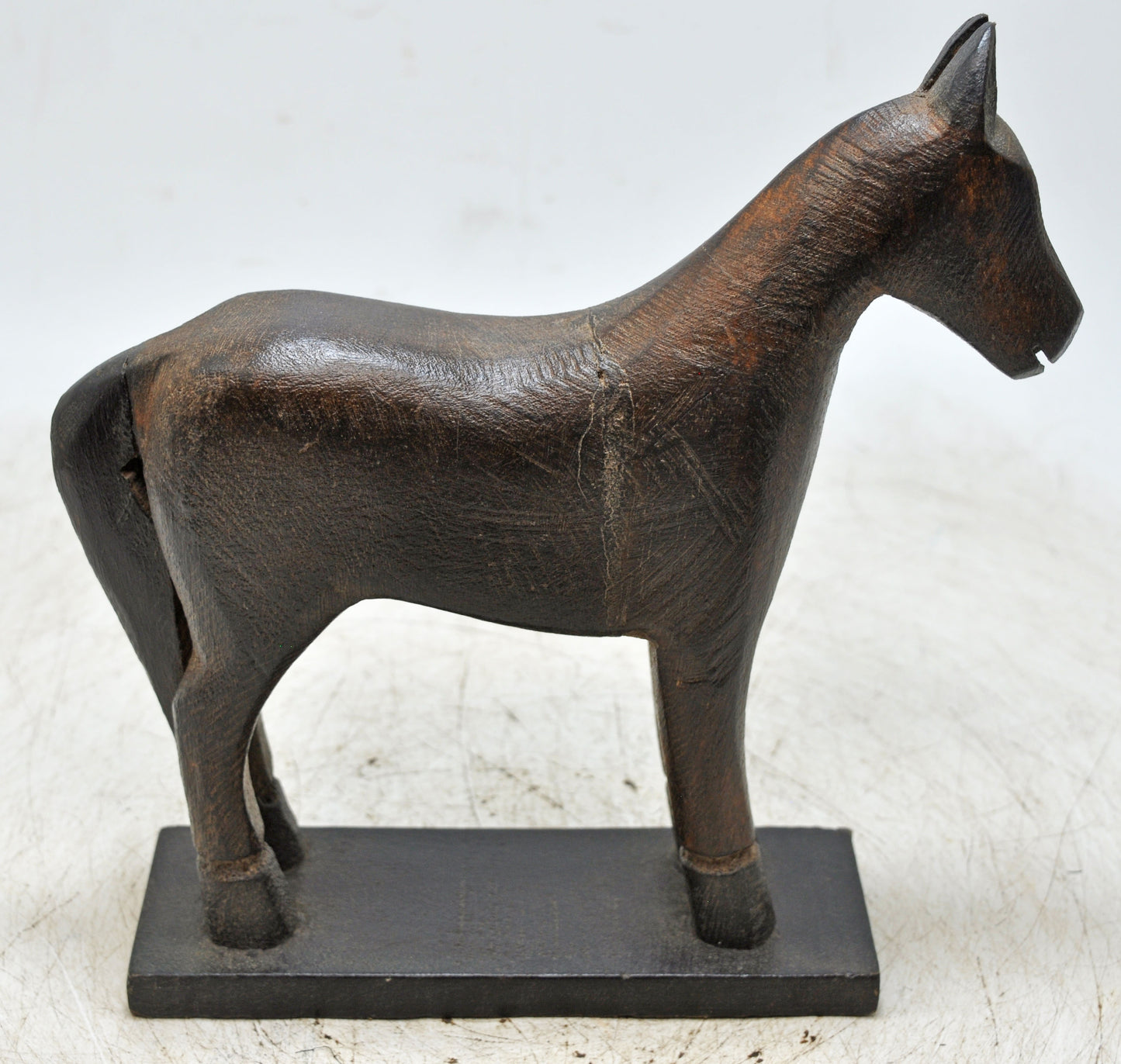 Vintage Wooden Horse Figurine on Stand Original Old Hand Carved