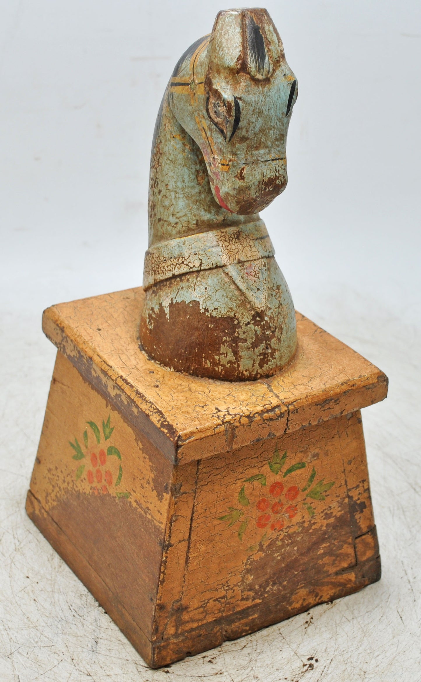 Vintage Wooden Horse Head Bust Figurine Original Old Hand Carved Painted