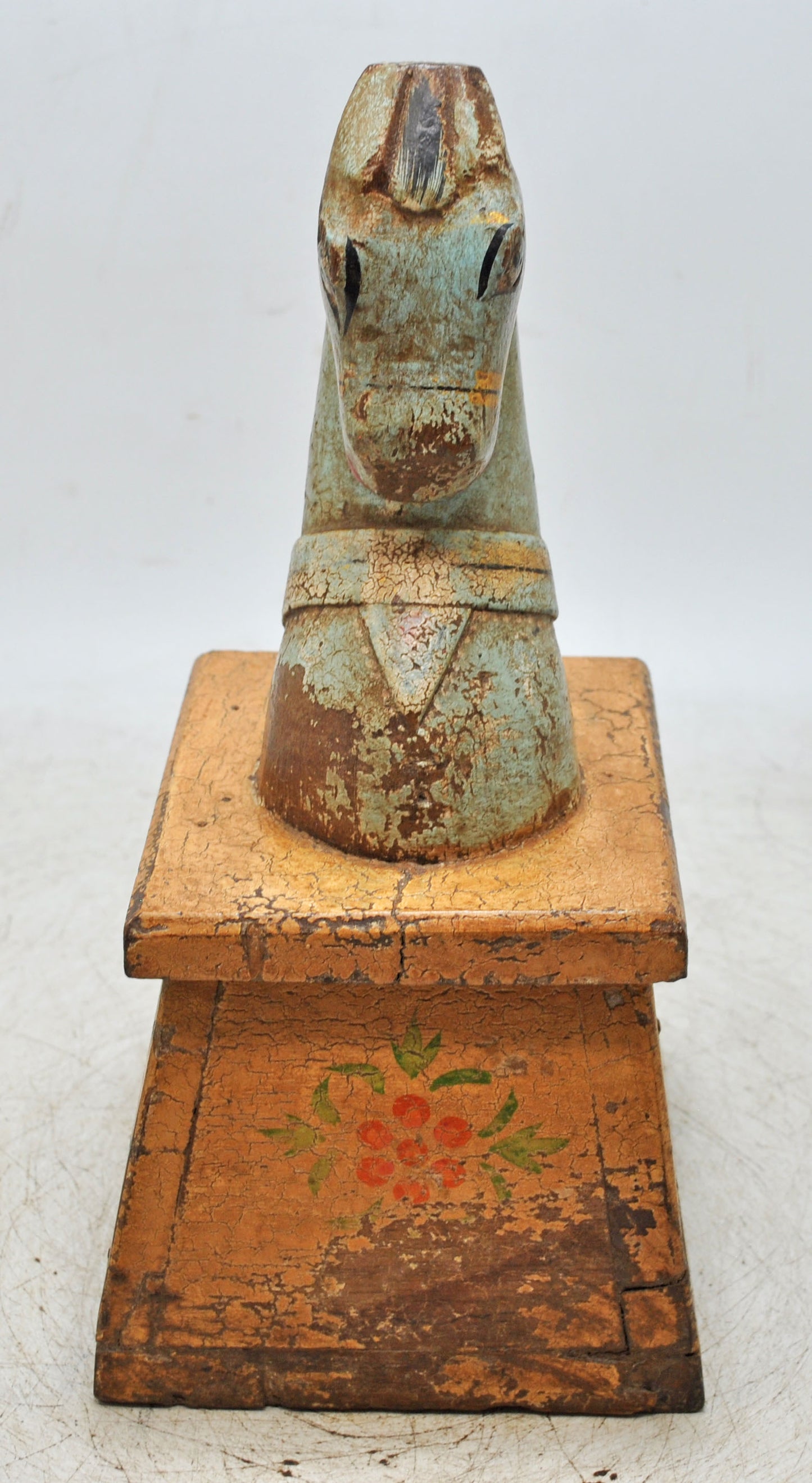 Vintage Wooden Horse Head Bust Figurine Original Old Hand Carved Painted