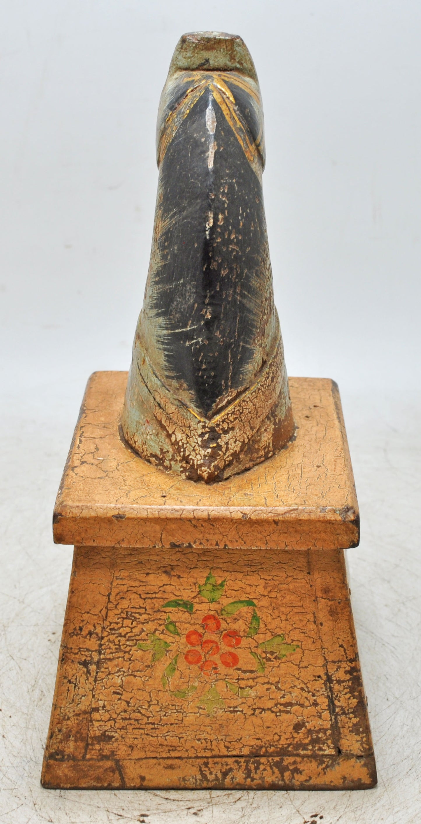 Vintage Wooden Horse Head Bust Figurine Original Old Hand Carved Painted