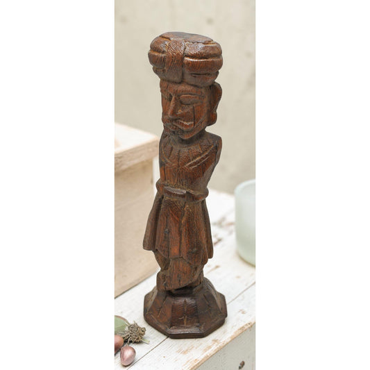 Vintage Wooden Watchman Figurine Original Old Hand Carved