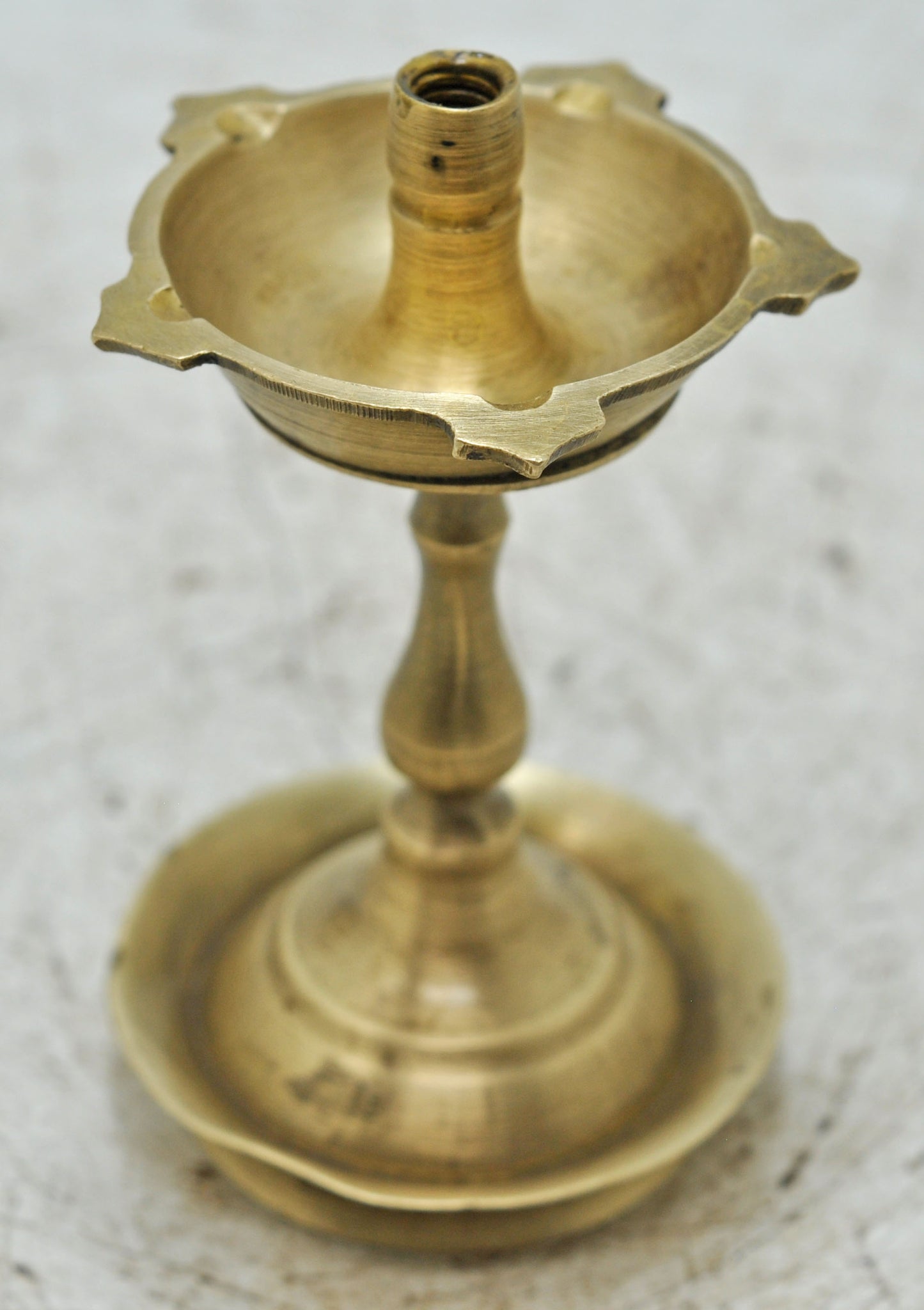 Antique Brass Small Puja Diya Oil Lamp Stand Original Old Hand Crafted