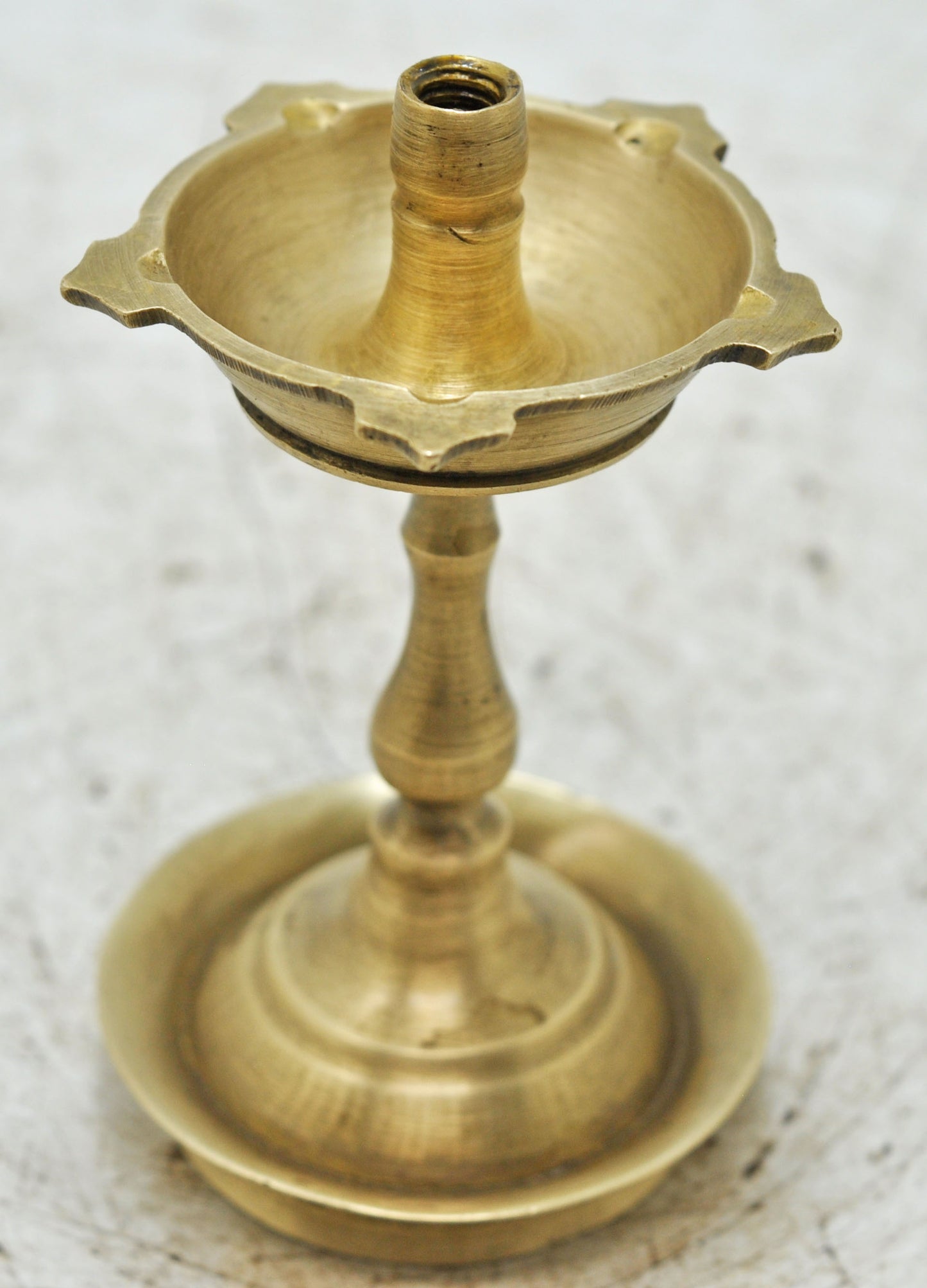 Antique Brass Small Puja Diya Oil Lamp Stand Original Old Hand Crafted