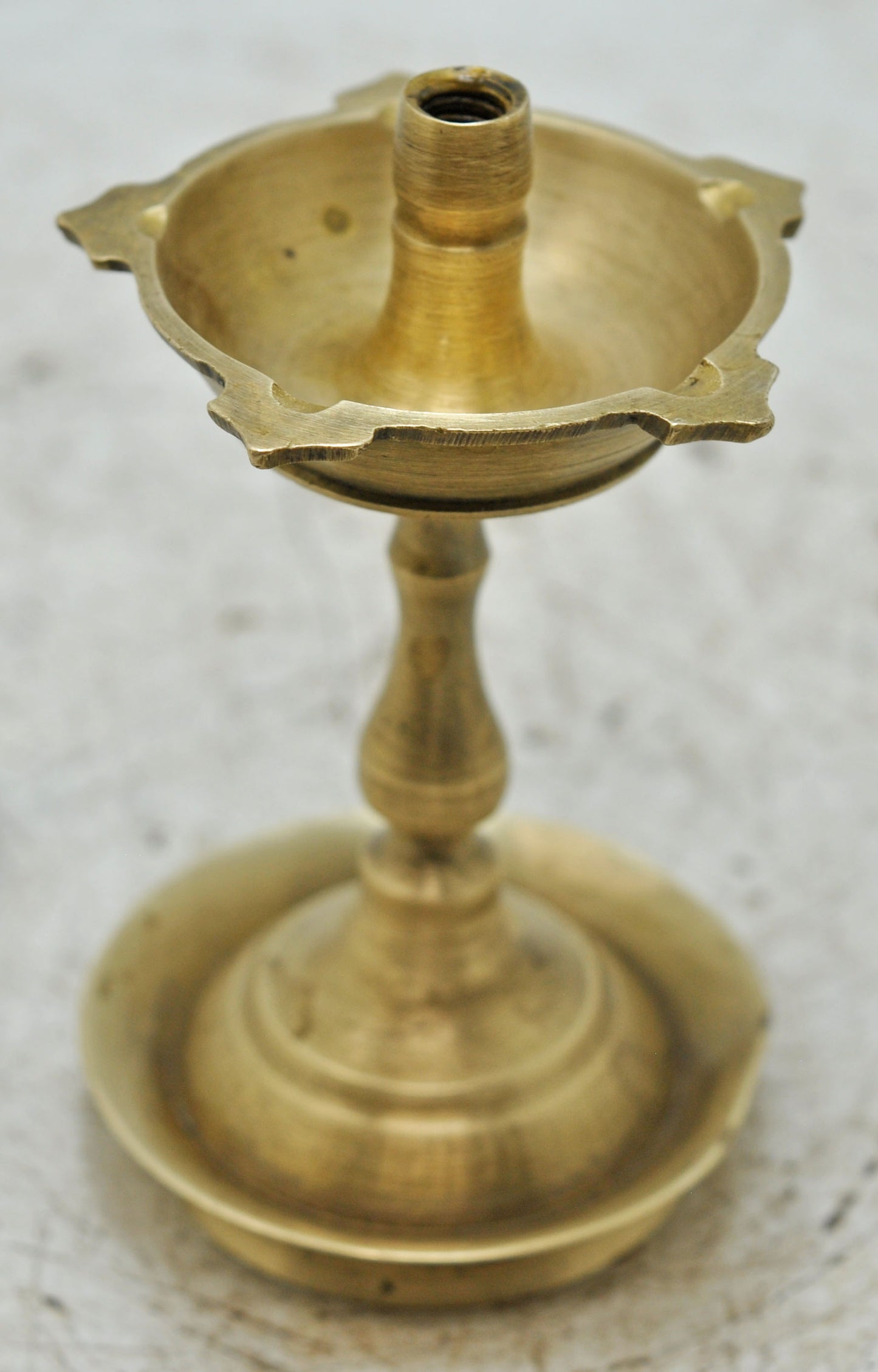 Antique Brass Small Puja Diya Oil Lamp Stand Original Old Hand Crafted