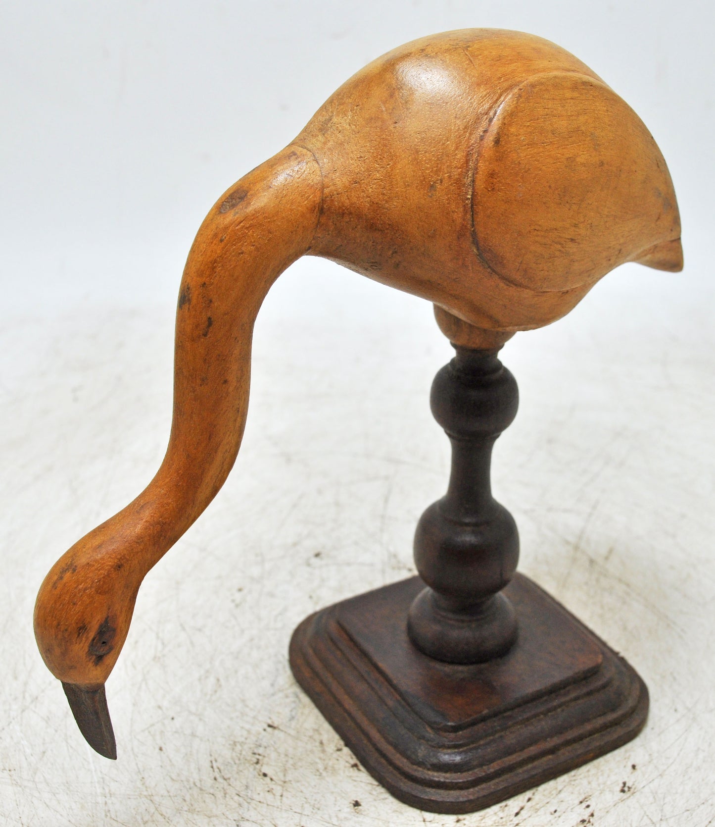 Vintage Wooden Crane Figurine Original Old Hand Carved