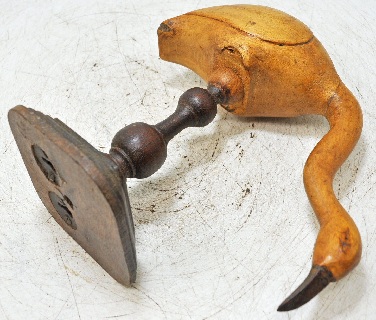 Vintage Wooden Crane Figurine Original Old Hand Carved