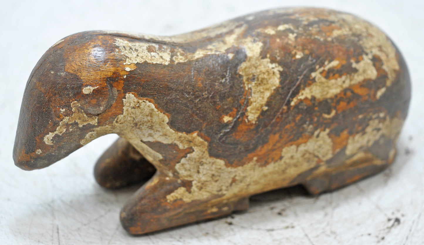 Vintage Wooden Goat Figurine Original Old Hand Crafted Rustic Painted