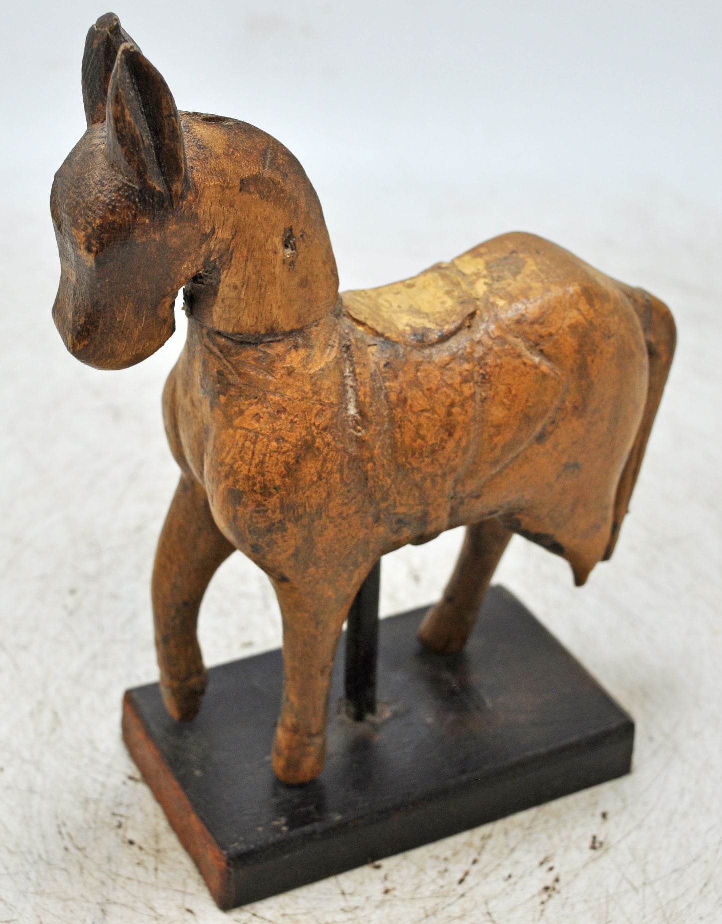Vintage Wooden Horse Figurine on Stand Original Old Hand Carved