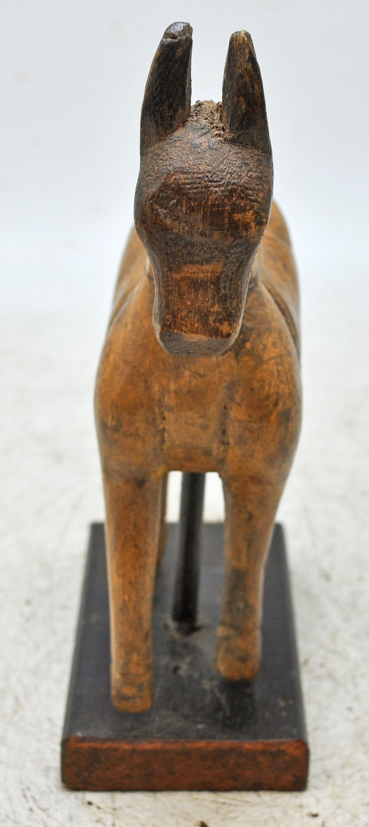 Vintage Wooden Horse Figurine on Stand Original Old Hand Carved