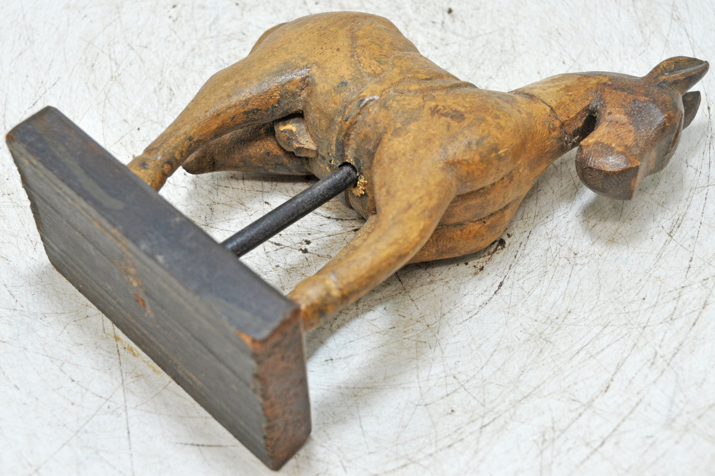Vintage Wooden Horse Figurine on Stand Original Old Hand Carved