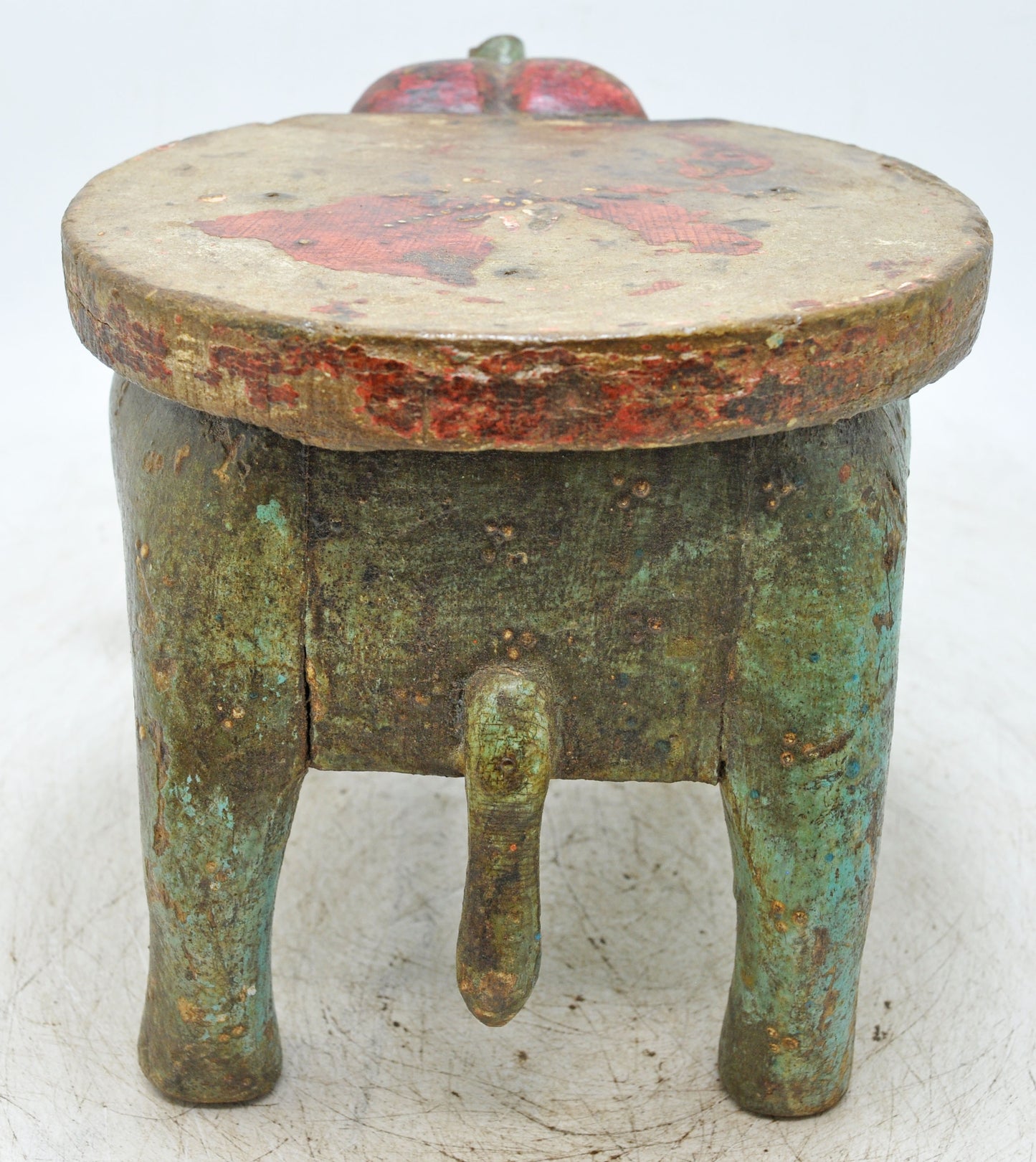 Vintage Wooden Small Elephant Figurine Table Original Old Hand Carved Painted