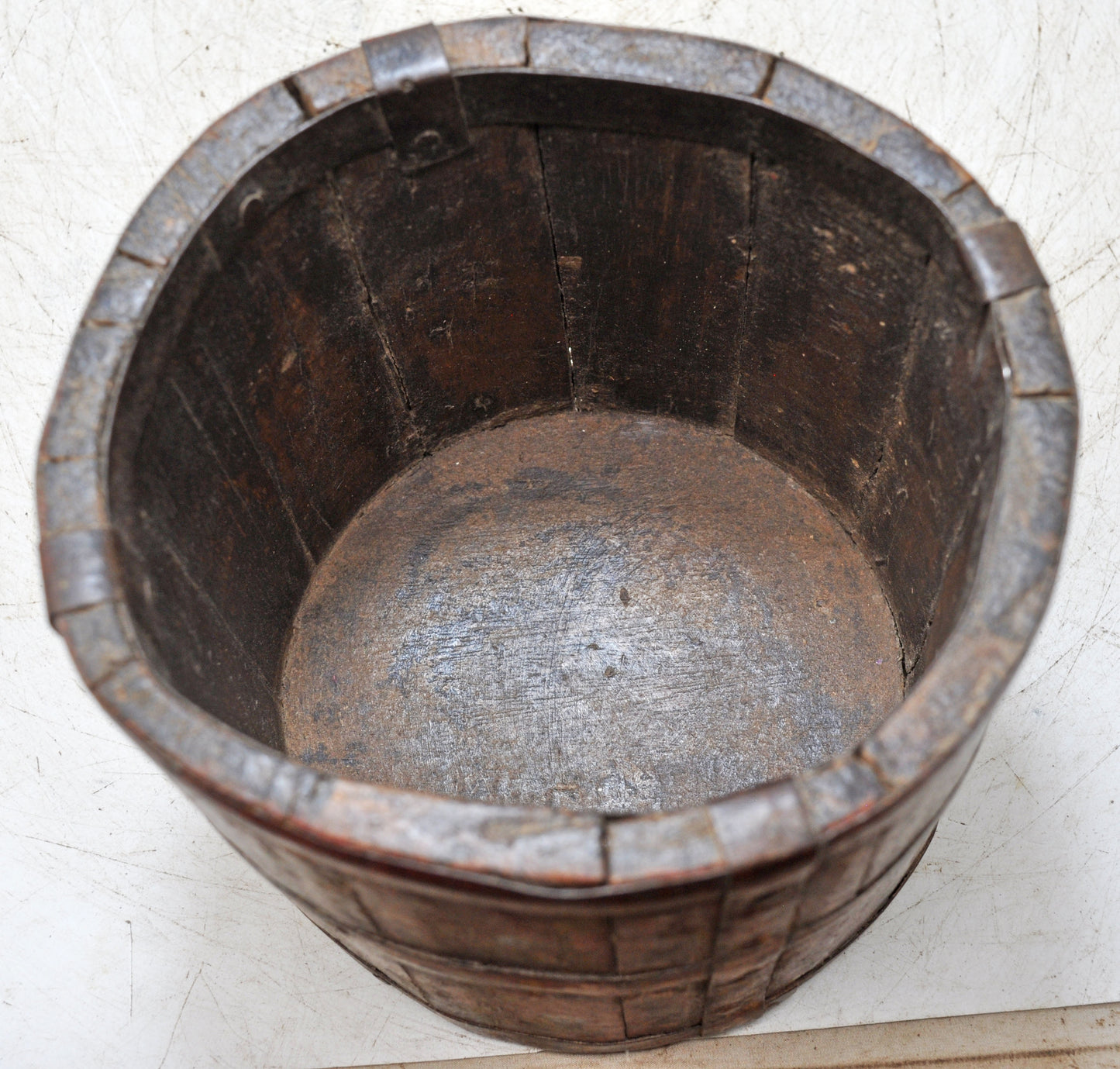 Vintage Wooden Grain Measurement Paili Pot Original Old Hand Crafted Painted
