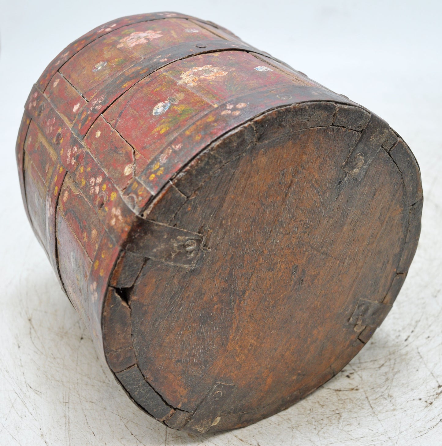 Vintage Wooden Grain Measurement Paili Pot Original Old Hand Crafted Painted