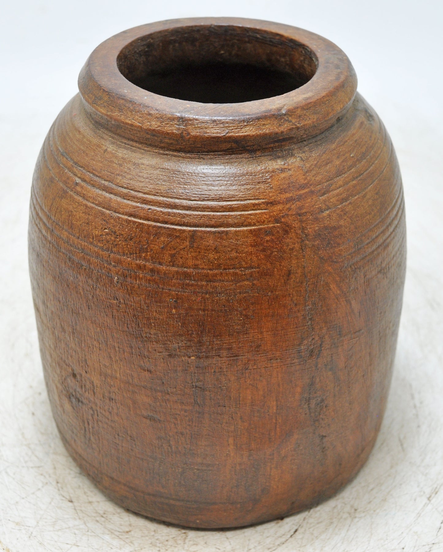 Antique Wooden Himalayan Water Storage Pot Original Old Hand Carved