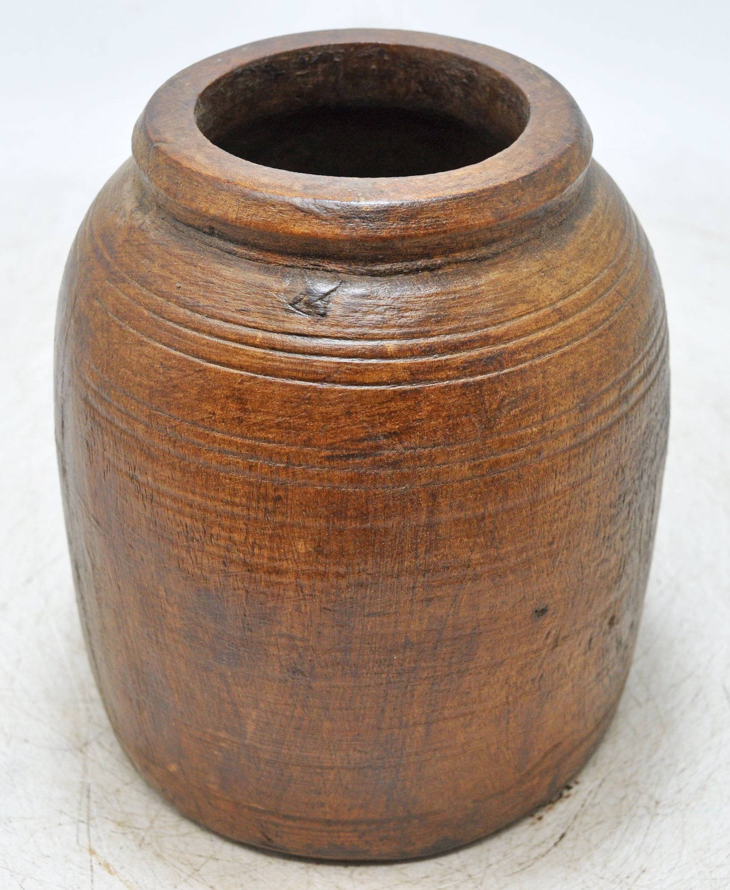 Antique Wooden Himalayan Water Storage Pot Original Old Hand Carved