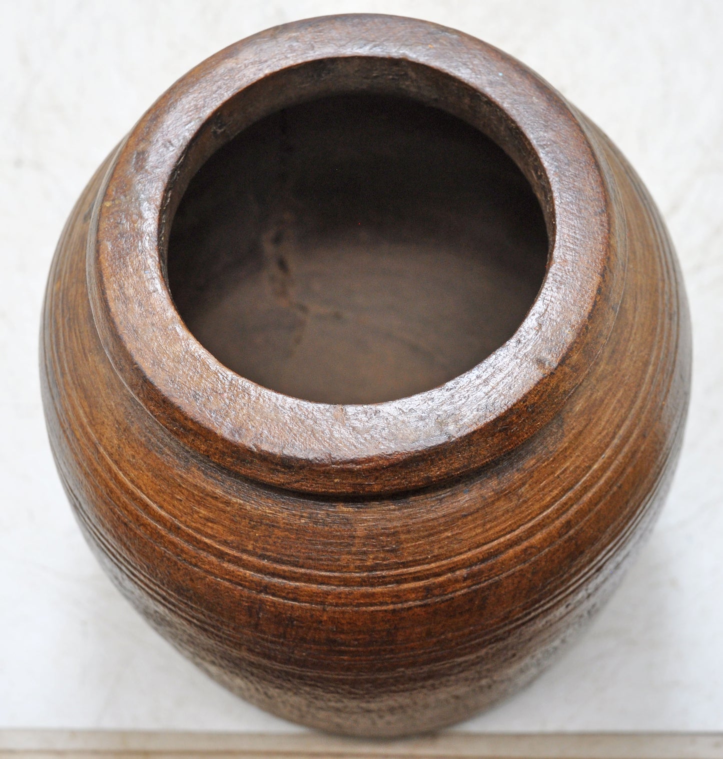 Antique Wooden Himalayan Water Storage Pot Original Old Hand Carved