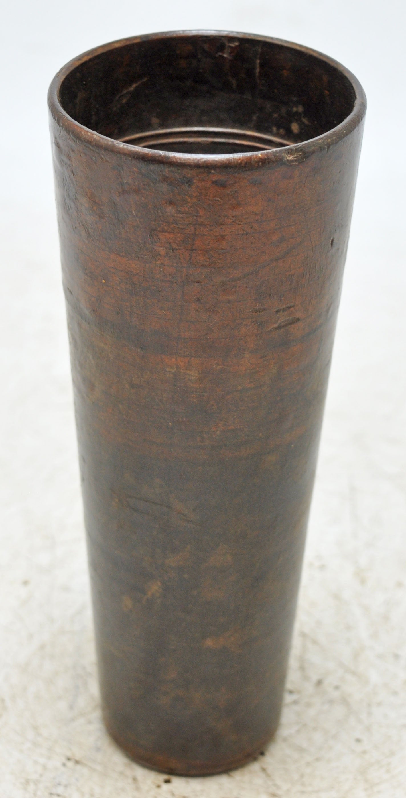 Antique Wooden Tall Drinking Cup Glass Original Old Hand Crafted