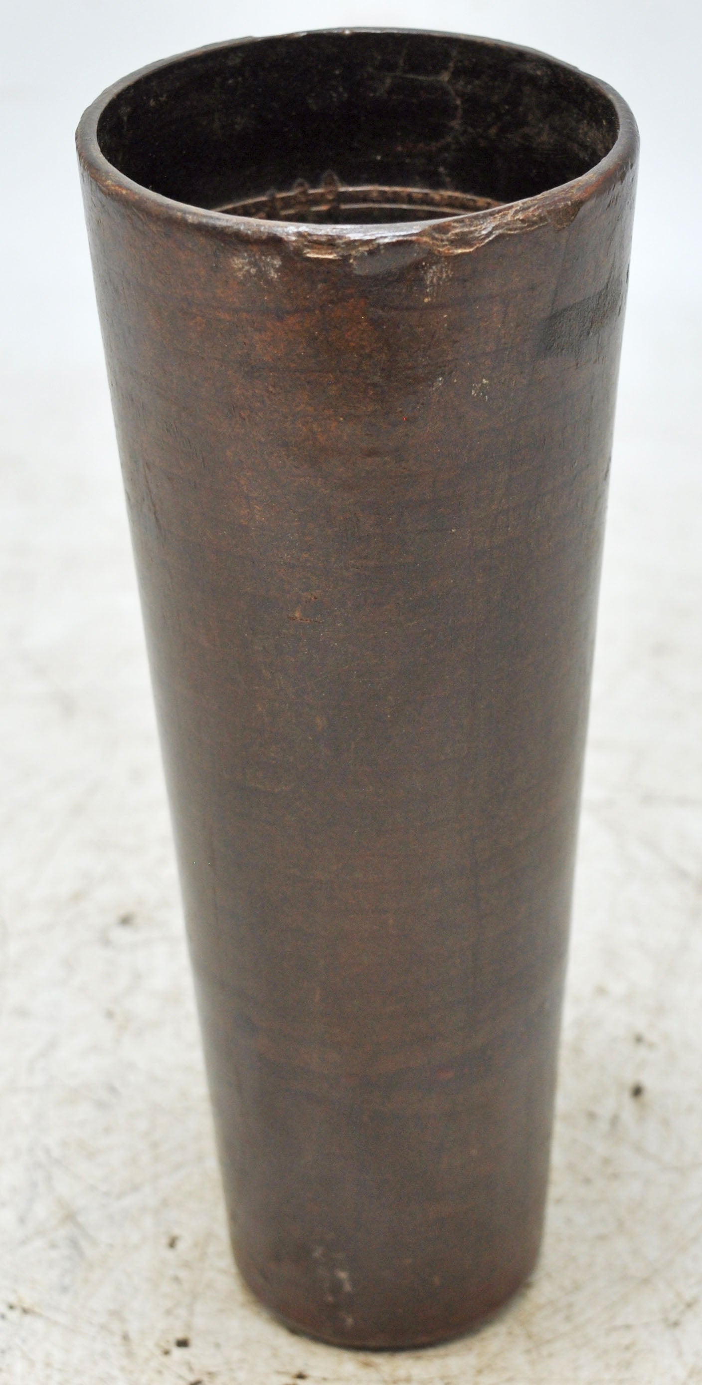 Antique Wooden Tall Drinking Cup Glass Original Old Hand Crafted