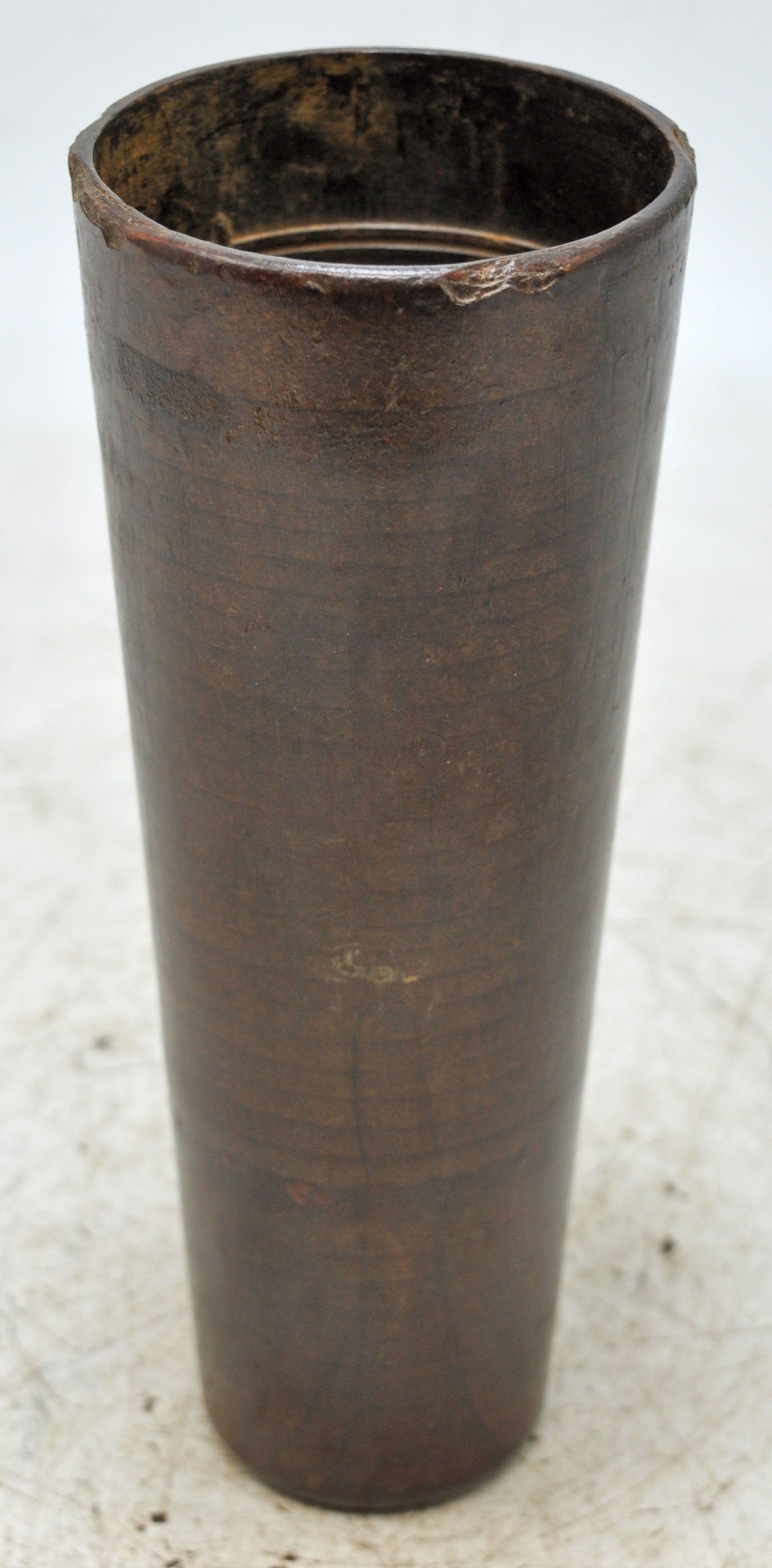Antique Wooden Tall Drinking Cup Glass Original Old Hand Crafted