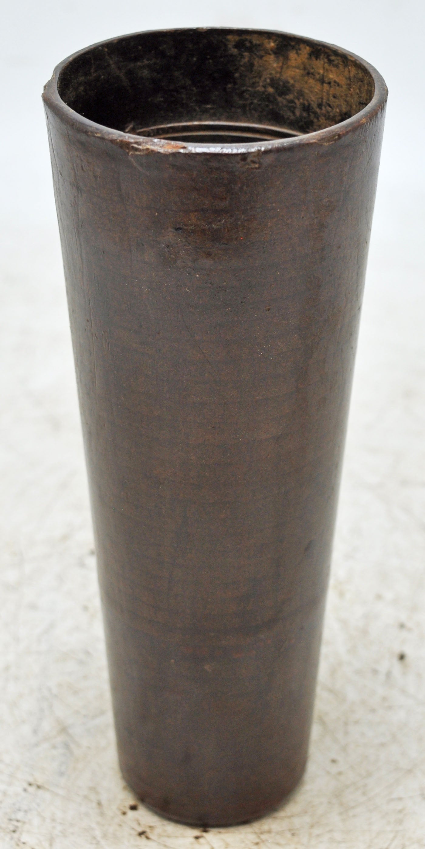 Antique Wooden Tall Drinking Cup Glass Original Old Hand Crafted