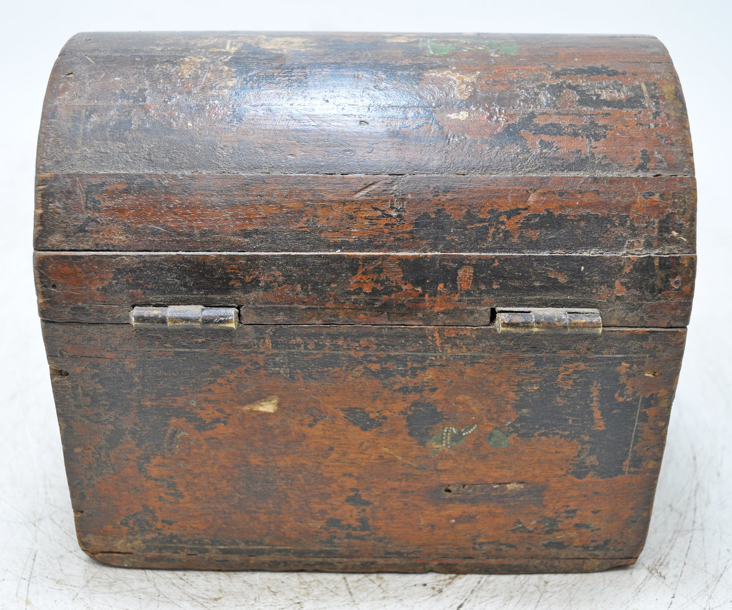 Vintage Wooden Half Round Top Storage Box Original Old Hand Crafted Painted