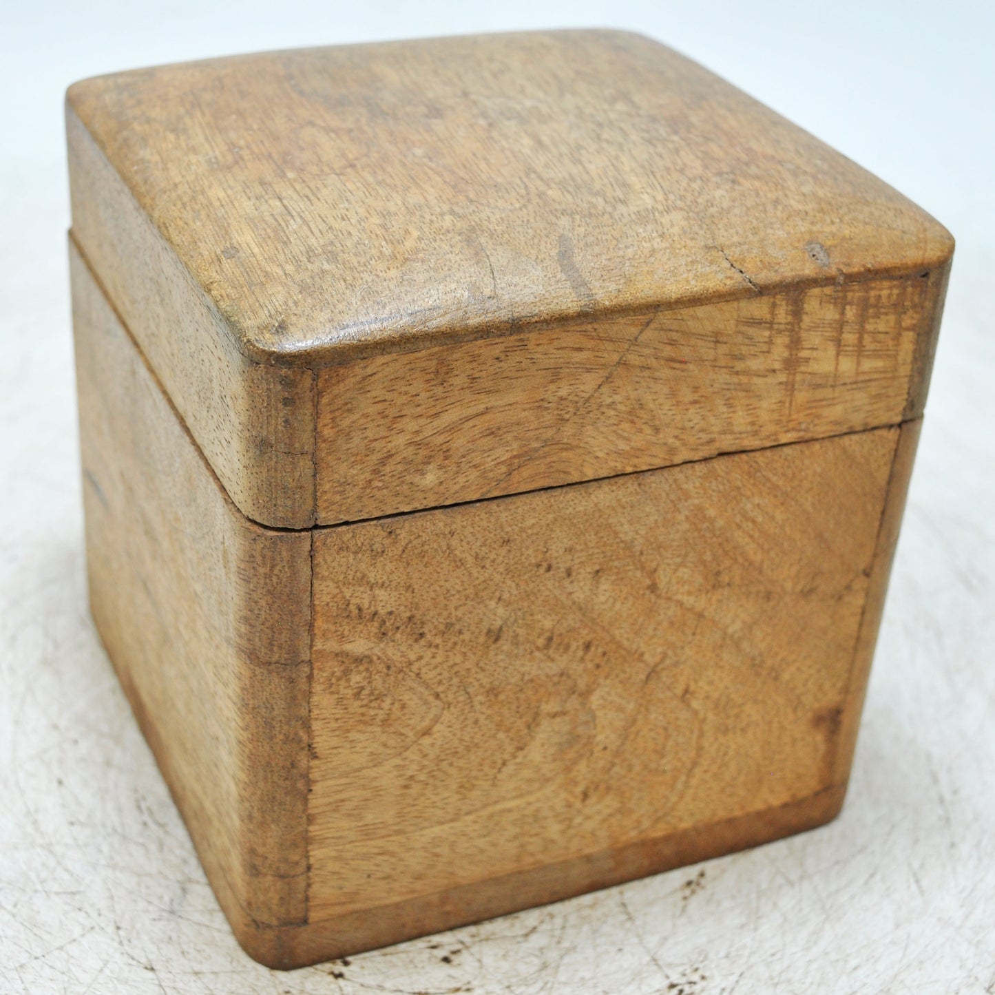 Vintage Wooden Small Square Storage Box Original Old Hand Crafted
