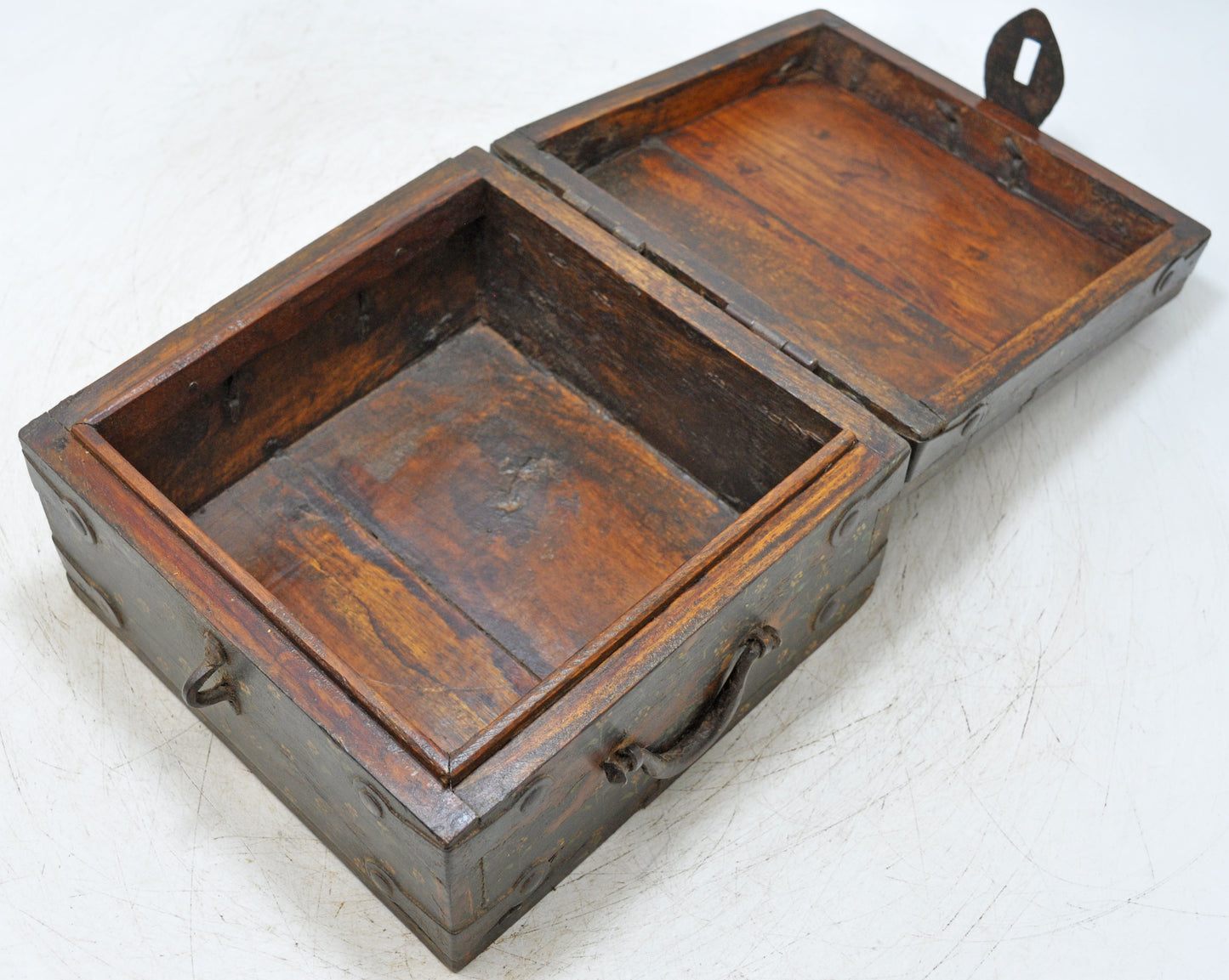 Vintage Wooden Square Storage Chest Box Original Old Hand Crafted Painted