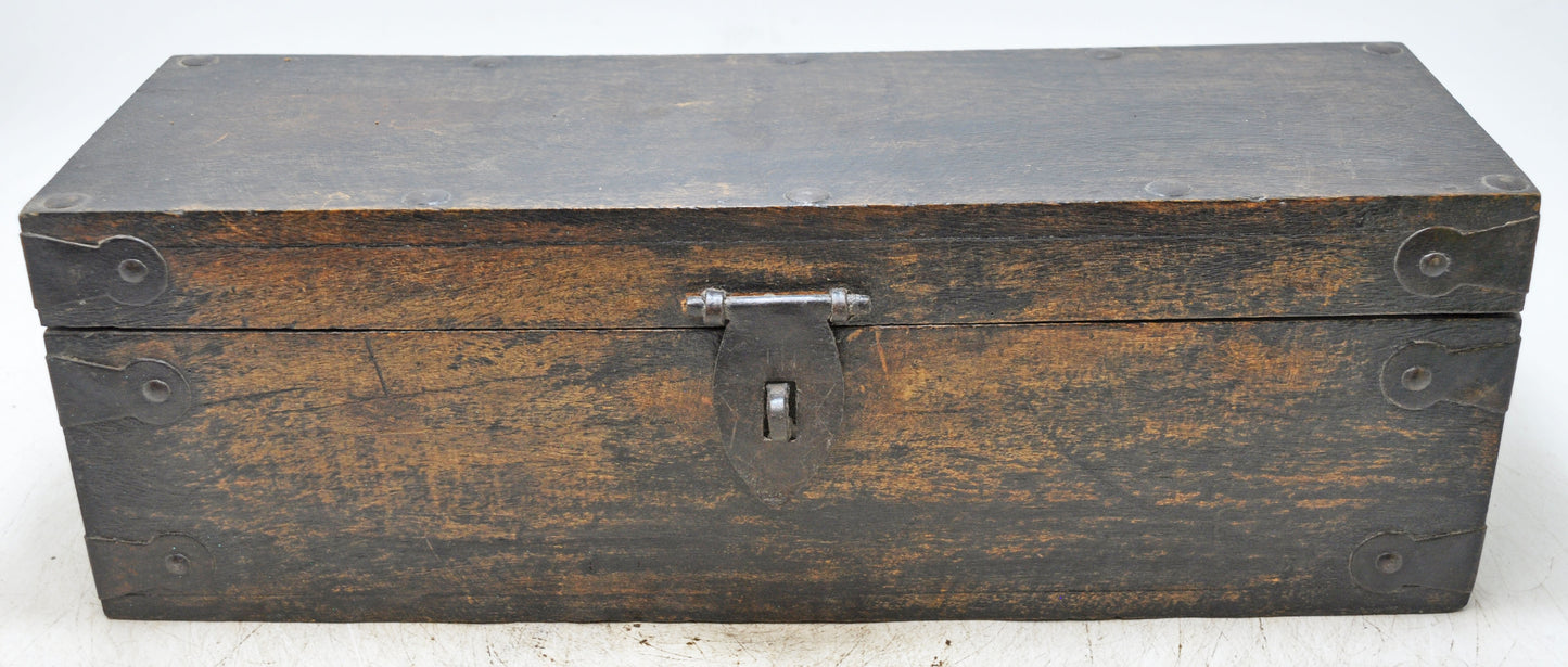 Vintage Wooden Long Storage Chest Box Original Old Hand Crafted