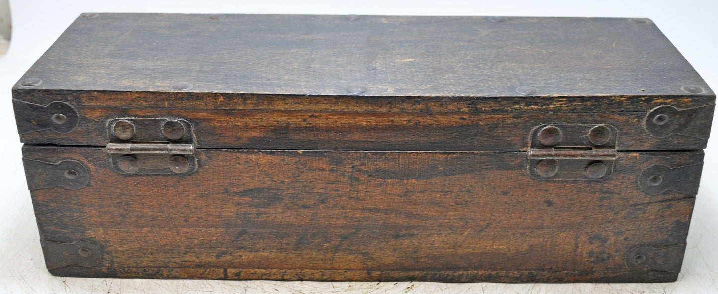 Vintage Wooden Long Storage Chest Box Original Old Hand Crafted