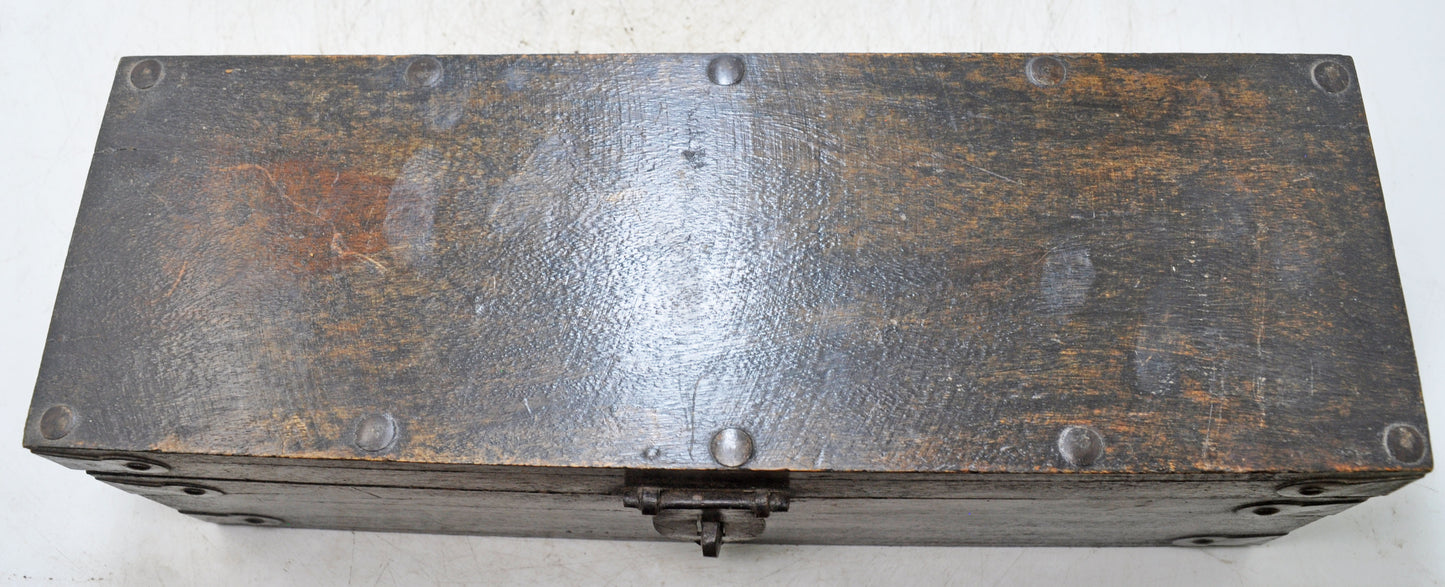 Vintage Wooden Long Storage Chest Box Original Old Hand Crafted