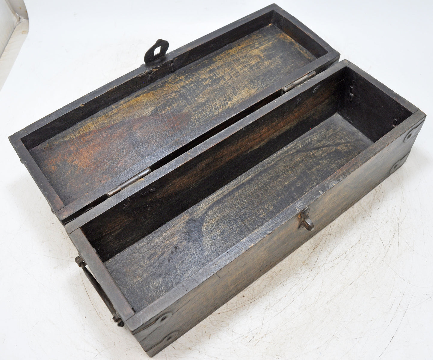 Vintage Wooden Long Storage Chest Box Original Old Hand Crafted