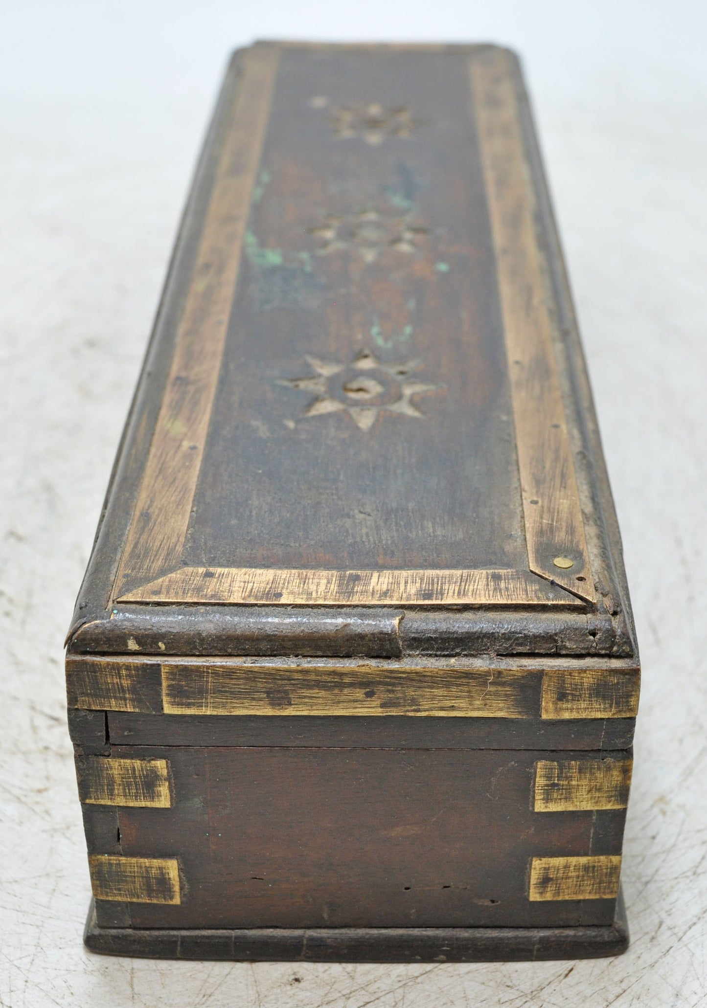 Antique Wooden Fine Pencil Stationary Box Original Old Hand Crafted Brass Fitted