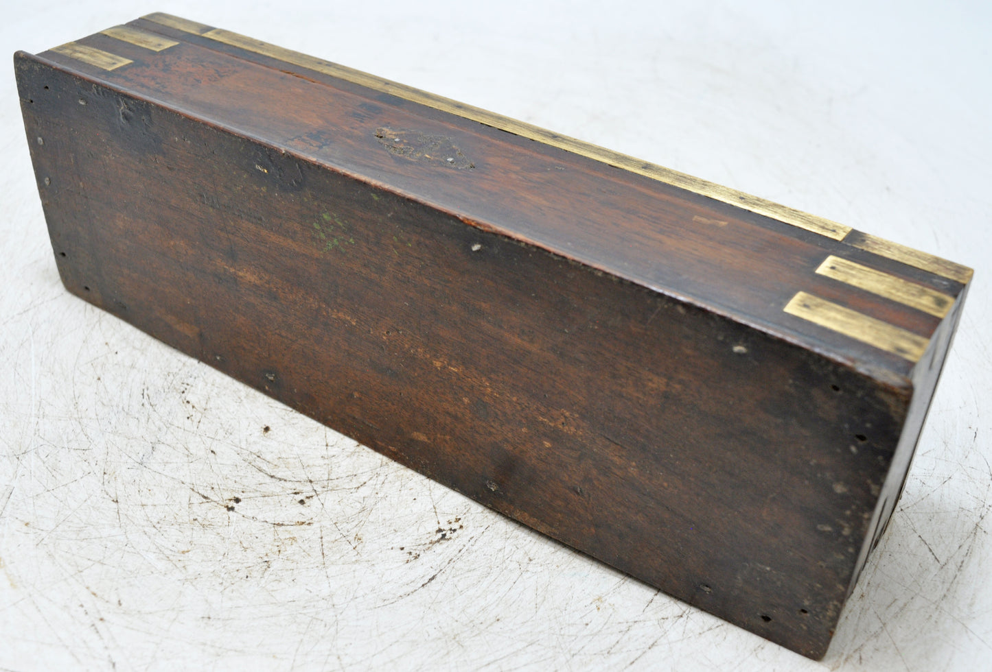 Antique Wooden Fine Pencil Stationary Box Original Old Hand Crafted Brass Fitted