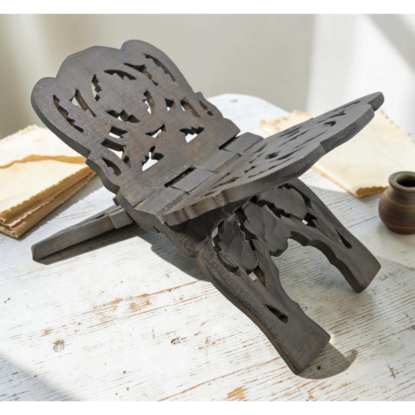 Antique Wooden Holy Quran Book Stand Original Old Hand Crafted Fine Carved